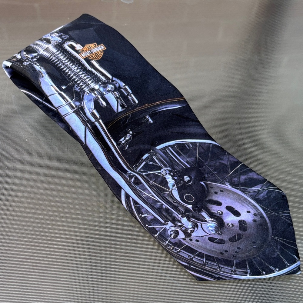 Harley-Davidson Black and Silver Motorcycle Tie